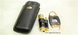 CIGAR VIET chuyên bán buôn, bán lẻ các loại Bộ bao ống đựng 2 cigar, 1 cắt cigar, 1 khò cigar ( T 56